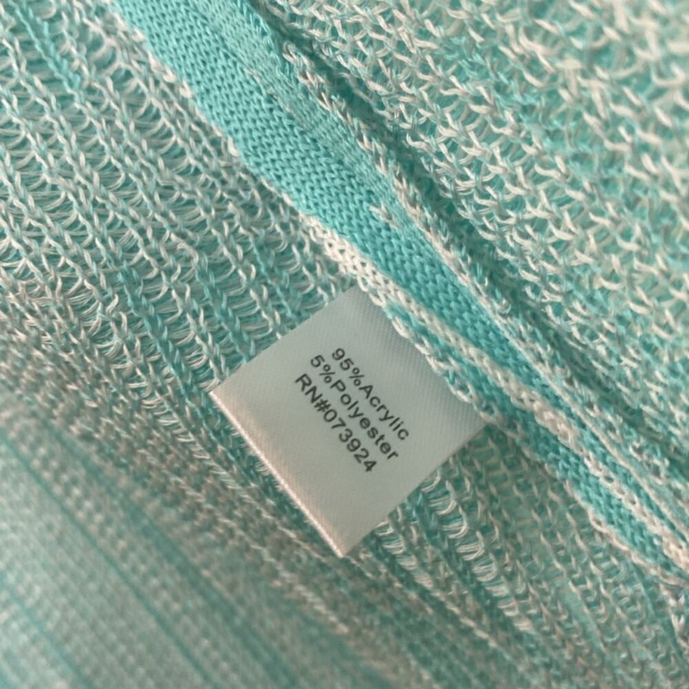 Ming Wang women’s L NWT Teal and white Knit jacket - Picture 4 of 5